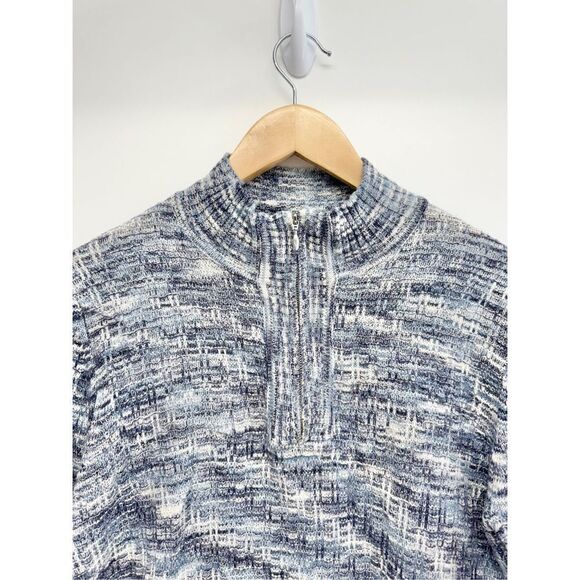 Draper & Damon’s Knit Sweater Mock Neck Pullover Silver Blue Long Sleeve - Picture 4 of 9